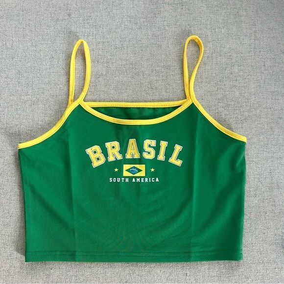 Y2k sporty Brazil stretchy crop top - Picture 1 of 2